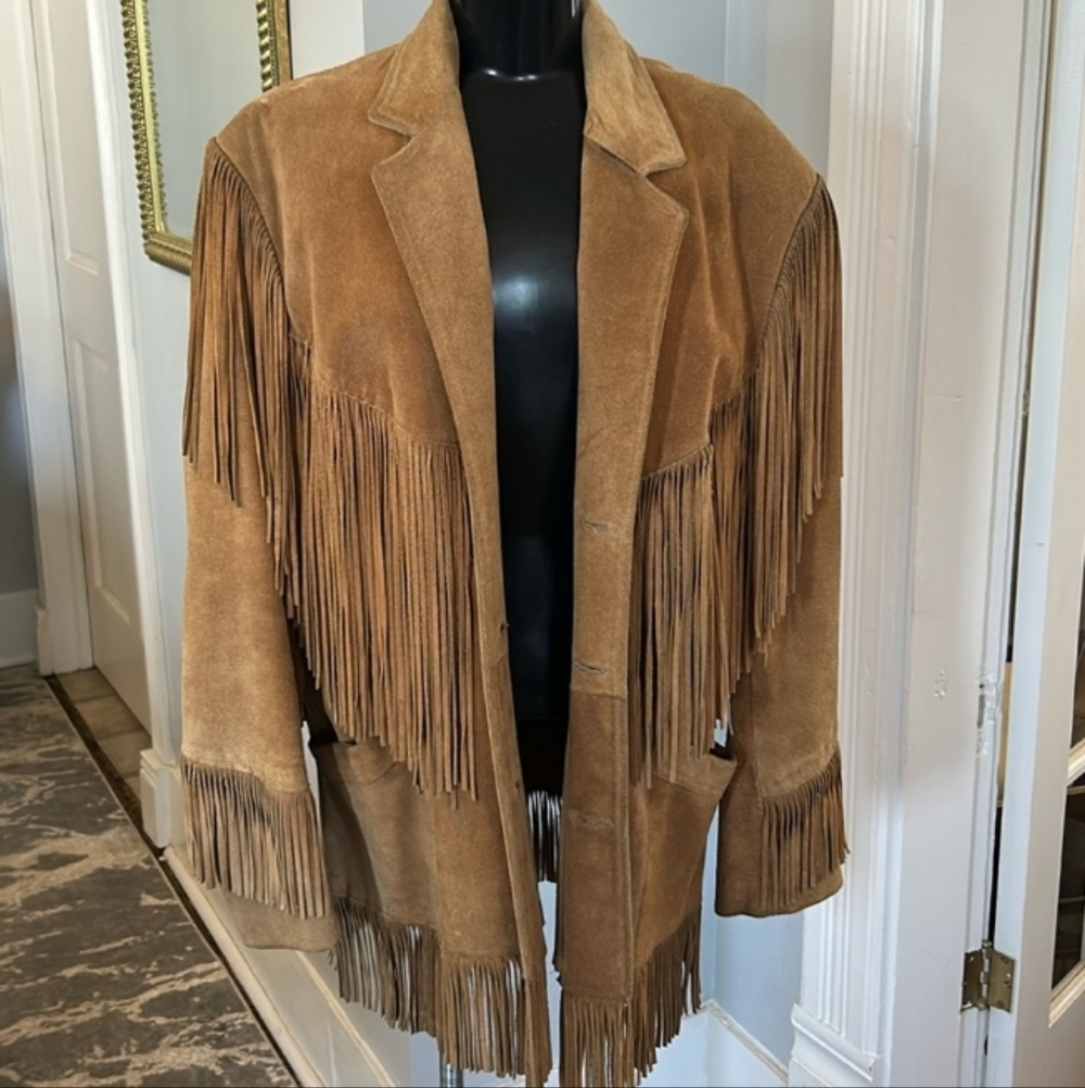 Stylish Tan Fringe Leather Jacket